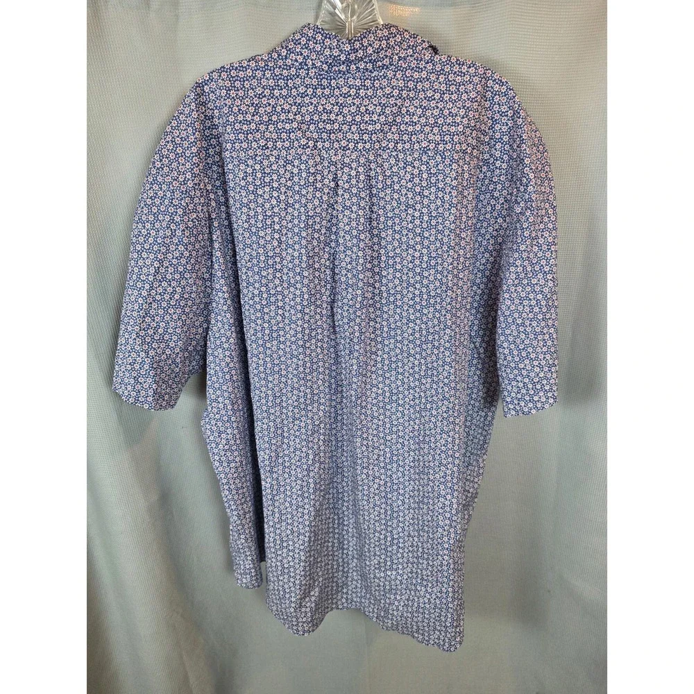 Brooks Brothers Shirt Men 2XL Blue Flower AOP Button Down Short Sleeve Cotton